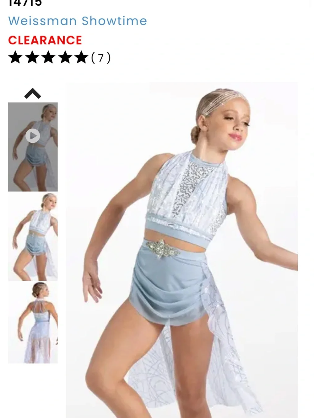 Weissman Light Blue and Silver Dance Costume I Try MC